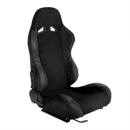 Spec-D Tuning Racing Seat - Black Suede With Black Stitching - Right Side RS-2001R